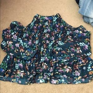 long sleeve, floral, cold shoulder blouse
